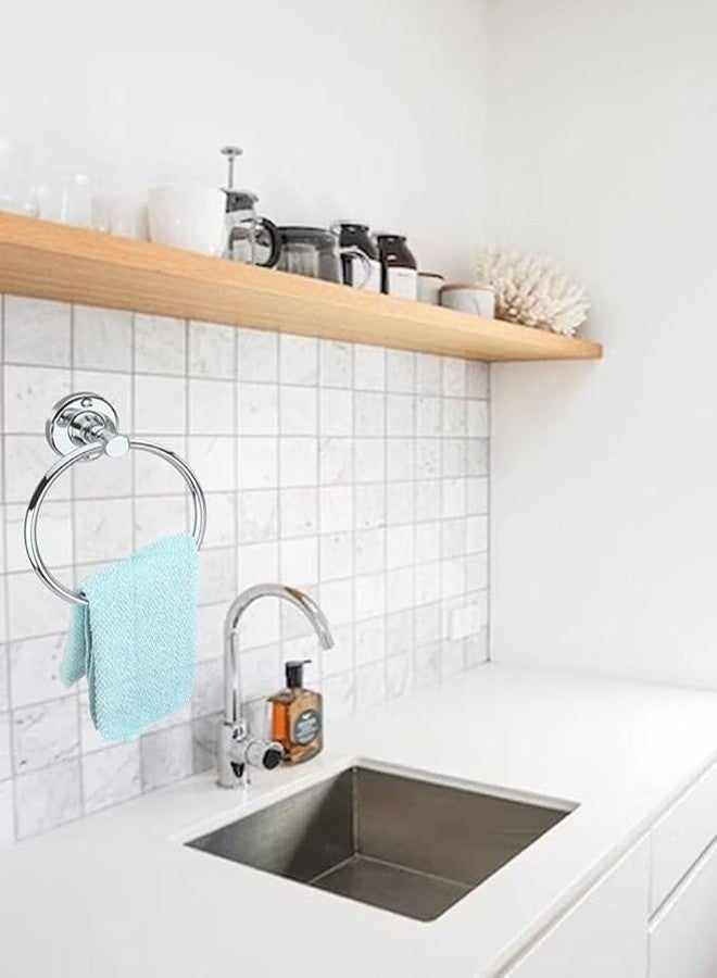 Elexa Hardware Stainless Steel Towel Ring Holder | Chrome Finish Towel Hanger for Bathroom & Kitchen | Pack of 1 - Image 2